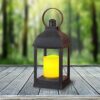 WRalwaysLX Decorative Lanterns with Flameless 9"H Candles with timer Indoor/Outdoor Lantern with hanging use 3AAA battery, Plastic with Bronze Un