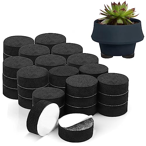 Elezenioc 40PCS Plant Pot Feet, EVA Foam, Black Non-Slip Mat, Thickened Design for Better Drainage, Prevents Staining, Suitable for Outdoor Plant