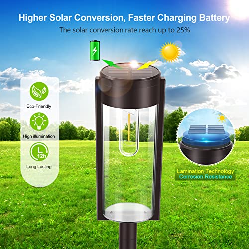 LETMY Solar Lights Outdoor Garden, 4 Pack Garden Lights Solar Powered with Warm White Tungsten Filament Lights, Waterproof Auto On/Off Garden Orn