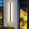 TZSMUM LED Outside Garden Wall Lights Indoor/Outdoor Long Strip Lamp Black Exterior Sconce Aluminium Up Down IP67 Waterproof Modern Terrace Yard