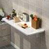 Wall-mounted Folding Table For Kitchen, Computer Workstations for Home Office Work, Foldable Wall Table, Floating Laptop Desk Fold-Down PC Table