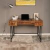 ZCMEB Computer Desk 47 Inch Home Office Writing Small Desk Simple Style Computer Desk Black Metal Frame