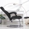 Ygqbgy Executive Office Chair PU Leather Ergonomic Computer Chair High Back Home Office Swivel Desk Chairs with Headrest and Lumber Support, Blac