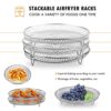 Savieva Stackable Air Fryer Rack, Stainless Steel 3-Layer Dehydrator Racks with 6pcs Silicone Feet for 4.8-6.6L Ninja Dual Air Fryer, Oven, Micro