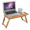 Bamboo Laptop Bed Desk, Foldable Laptop Tray for Bed, Adjustable Height and Viewing Angle Sofa Tray Laptop Table Laptop Desk Tray with Drawer for