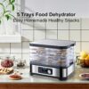 Biolomix 5 Tray Food Dehydrator Fruit Dryer Machine with Adjustable Temperature Timer for for drying fruit, vegetables, meat, turkey jerky, fish