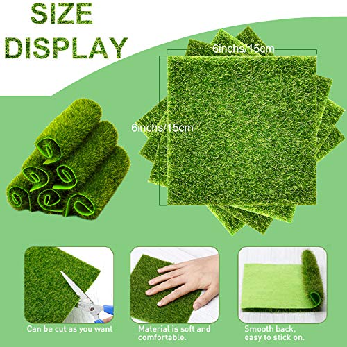 Mudder 10 Pieces Artificial Garden Grass Fairy Grass Lawn Miniature Ornament Garden Dollhouse DIY Simulation Moss Craft for Garden Dollhouse Deco