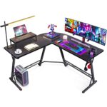 Casaottima Gaming Desk L Shaped Computer Desk, Corner Desk for Home Office with Monitor Stand 51", Black