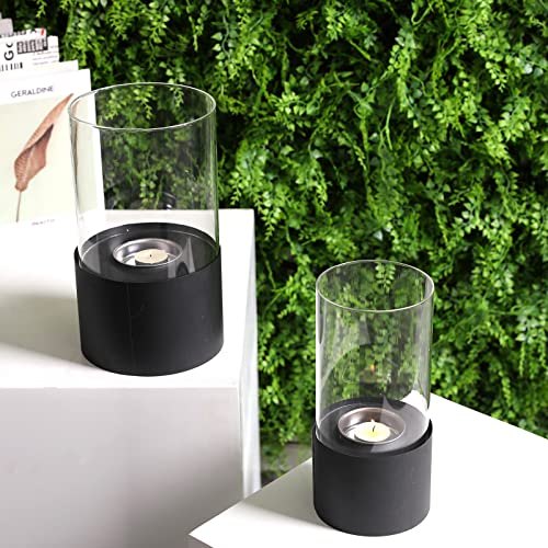 JSMY Black Bioethanol Fireplace, 29cm High Tabletop Fire Bowl Ethanol Fire Pit Bio Fireplace for Indoor Outdoor Home Garden Balcony Living Room D
