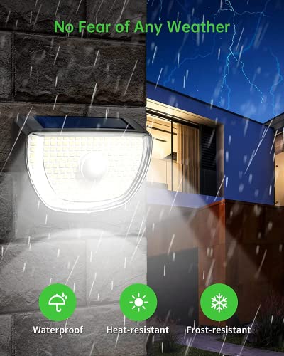 Qhou Solar Lights Outdoor, 1Pc Solar Security Light Outdoor Motion Sensor, 200 LED Super Bright Wide Angle Solar Light IP65 Solar Wall Light for