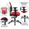 Flash Furniture Office Chair, Metal, Red, 68.58 x 64.77 x 112.4 cm