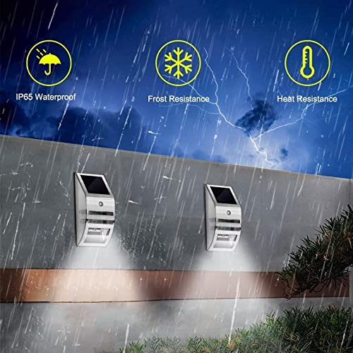 NEWNEN Solar Fence Lights, 4 Pack Solar Lights Outdoor, Upgraded Solar Security Lights with PIR Motion Sensor, IP65 Powered Waterproof Outside So