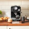 Swan SK22110BN Retro Espresso Coffee Machine with Milk Frother, Steam Pressure Control, 1.2L Detachable Water Tank, 1100W, Retro Black