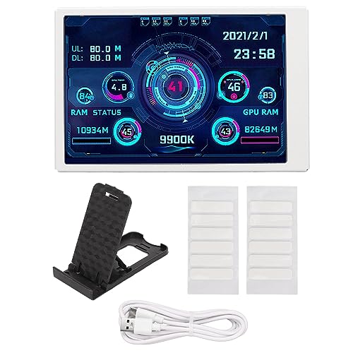 SUNGOOYUE 3.5in Computer Temp Monitor, USB Type C Interface IPS Full View 320x480 LCD Display Small Screen for AIDA64 PC CPU RAM Hard Disk Data M