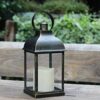 WRalwaysLX Decorative Lanterns with Flameless 9"H Candles with timer Indoor/Outdoor Lantern with hanging use 3AAA battery, Plastic with Bronze Un