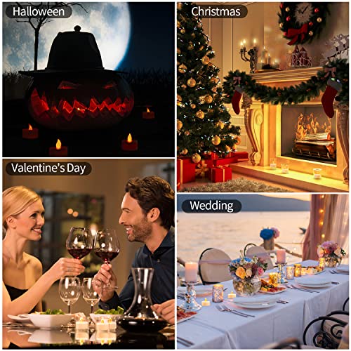 LFSEMINI LED Tea Lights, 24/50/100/200 Pack Flameless Flickering Tea Lights, Warm Yellow/Warm White, Last 150 Hours +, Battery Operated Tea Light