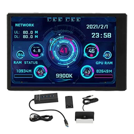 GOWENIC 3.5 Inch IPS USB Mini Screen, PC CPU RAM HDD Data 360 Degree Rotation Temperature Display Monitor, Type C Sub Screen for Computer Case