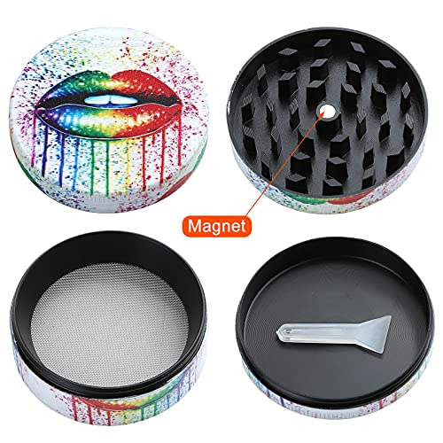 LIHAO 2 inch Grinder 4 Layer Zinc Alloy Spice Grinder - Rainbow Lip