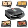 Sensio Home Multi Functional 3 in 1 Stylish Waffle, Deep Fill Sandwich, Panini or Grill Maker Machine Interchangeable Non Stick Easy Clean Plates