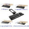 WANGFENG Height Adjustable Keyboard Tray, Computer Armrest Pad Keyboard Drawer Sturdy C Clamp Mount System no Screw Into Desk Perfect for Home or