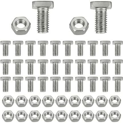 50 Sets Aluminium Greenhouse Nuts and Bolts, Hex Nuts and Square Head Bolts for Building and Repairing Greenhouse