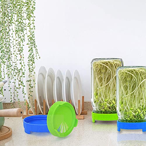6Pcs Seed Sprouting Jar Kit - Wide Mouth 86mm Caliber Food Grade Pp Plastic Sprouting Jar Lid, Seed Mason Jar, for Growing Broccoli, Alfalfa, and