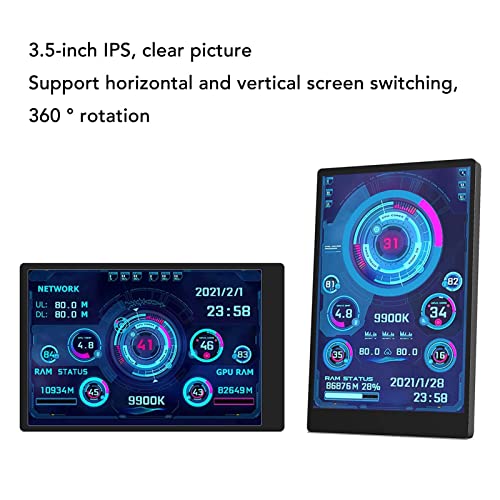 Pilipane 3.5in IPS USB Mini Screen,PC Sensor Panel Display,Version Computer Temp Monitor,AIDA64 PC CPU RAM Data Monitor PC Sensor Panel Display T