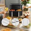 2Pcs Air Fryer Rack, 304 Stainless Steel Grilling Rack with 4 Barbecue Sticks, Air Fryer Rack for Double Basket Air Fryers Accessories