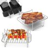 Your's Bath 2Pcs Air Fryer Rack for Double Basket Air Fryers 304 Stainless Steel Grilling Rack Air Fryer Accessories Cooking Rack for Oven Microw