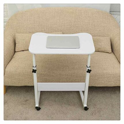 N/A Adjustable Height 4 Wheel Computer Desk Beside Laptop Desk Lapdesk Portable Study PC Writing Table Bedroom Living Office (Color : White)