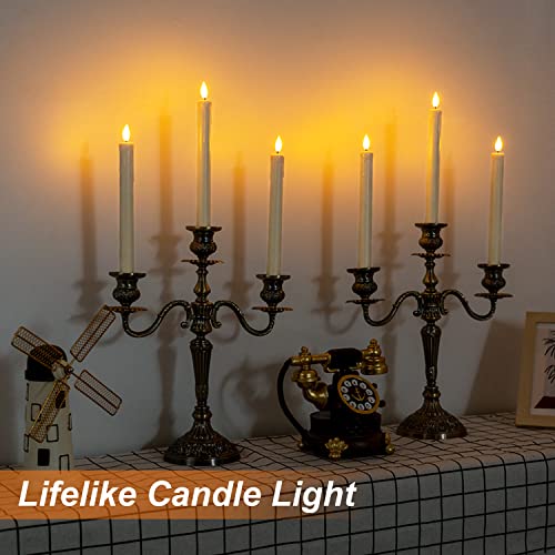 Homemory 6 Pcs LED Flameless Taper Candles with Remote, Flickering Battery Operated CandleSticks, Plastic Window Candles, 24CM for Halloween Chri