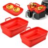 2Pcs New Upgrade Collapsible Silicone Pot for Ninjas Dual Air Fryer, Foldable Silicone Double Air Fryer Liners Basket, Air Fryer Rack Accessories