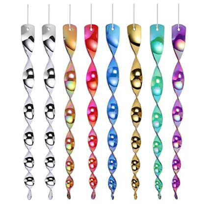 Yafe 8Pcs Reflective Bird Deterrent Rods, 7 color 30cm Hanging Bird Repellents Reflective Wind Spiral- Keep Birds Away From Your Home, Garden, Pa