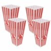SUL Plastic Red & White Striped Classic Popcorn Holder for Movie Night Candy Container, Sweets Food Snacks Holders, Birthday Sleepover Party Trea