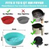 4 Pack Air Fryer Silicone Liners Pot for 3 to 5QT, Air Fryer Silicone Basket Bowl, Replacement of Flammable Parchment Paper, Reusable Baking Tray