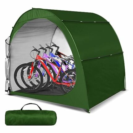 Bike Storage Tent, Outdoor Large Storage Sheds Covers for 4 Bikes, Waterproof Lawn Mower Garden Tools Shed Backyard Storage Tent Shelter