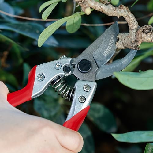 Kimura 8" Pro Bypass Garden Secateurs, Heavy Duty Premium Japanese SK5 Steel Blades, Non-Slip PVC Coated Handles, Lightweight & Ergonomic, Japane