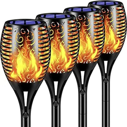 Solar Lights Outdoor Garden 4 Pack Flickering Dancing Flame Lights IP65 Waterproof Torch Lights for Garden Patio Driveway