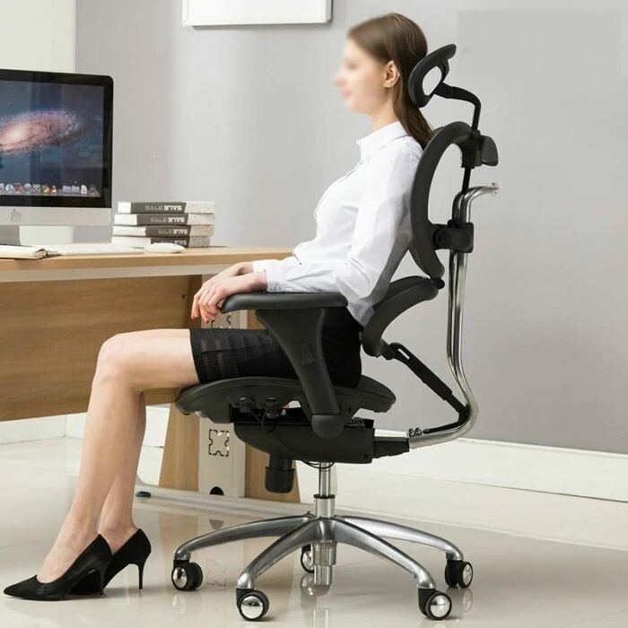 DLOETT Ergonomic Waist Computer Chair Home Game Lift Study Office Chair Comfortable Sedentary Boss Intelligent Lumbar Support