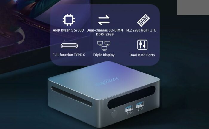 mogogllory Ryzen 7 5700U Mini PC Desktop Computers, 32GB RAM 512GB SSD, Windows 11 Pro, Micro PC Support 4K60Hz, WIFI6, HDMI 2.0, USB 3.2 - Ideal