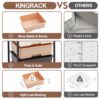KINGRACK Storaeg Drawer Cart,Rolling Storage Cart with 5 Drawers, Storage Trolley Cart with Plastic Drawers,Utility Cart with Drawer,Wooden Table