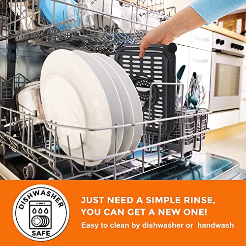 Air Fryer Grill Pan for Ninja Air Fryers, 2 Packs Replacement Air Fryer Crisper Plate Grill Plate Tray Accessories with Rubber Bumpers for Ninja