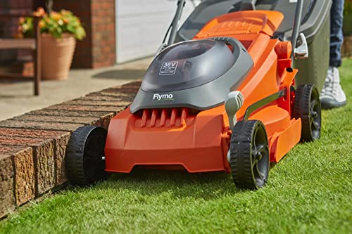 Flymo 36V EasiStore 380R Cordless Lawnmower – Without Power For All Battery and Charger, 38cm Cutting Width, Striped Lawn Finish, Close Edge Cutt