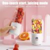 XPJBKC Portable Blender, Mini Blender with 6 Metal Blades, 600ML Smoothie Blender with USB Rechargeable, Multifunction Juicer Blender for Fruit,