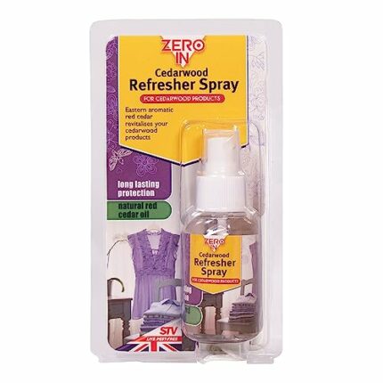 Zero In Cedarwood Refresher Spray - 75 ml. Natural Aromatic Red Cedar Oil Moth Repellent. For use on Items made from Cedarwood
