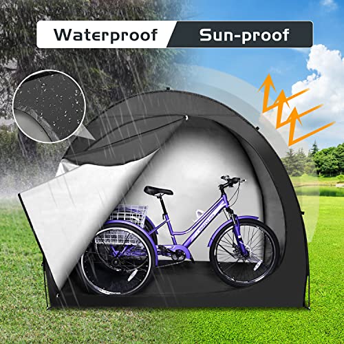 H&ZT Oversized Bike Storage Tent - 63" Depth Storage for Over 4 Bikes Waterproof Anti-uv Outdoor Bicycle Cover, Lawn Mower Garden Tools Shed, Bac