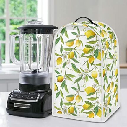 Poceacles Lemon Leaf Pattern Kitchen Blender Dust Cover Anti Fingerprint Kitchen Small Appliance Protector Dust Cover Blender, Juicer, Coffee Mak