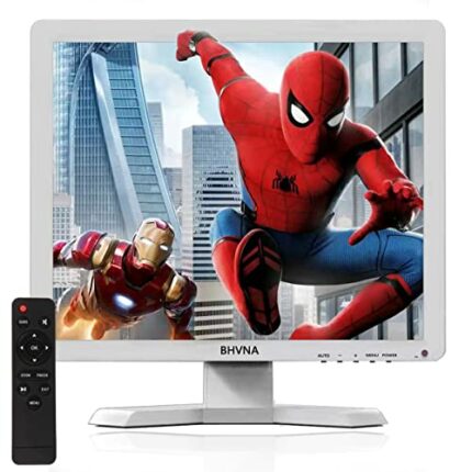 BHVNA 17 Inch White Monitor Display CCTV Camera Surveillance LCD Monitor Support HDMI AV BNC VGA USB Multi-Function Input 1280x1024 Full HD Small