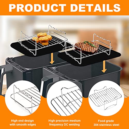 Pipihome Dual Air Fryer Accessories 8 Pcs, Nonstick Double Basket AirFryer Accessory Compatiable for Ninja Foodi AF300UK/AF400UK, Instant Vortex,