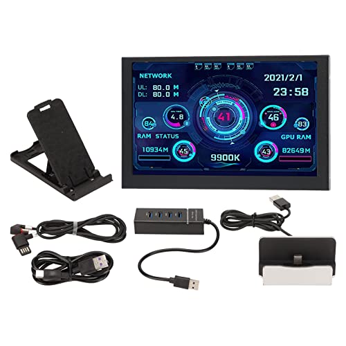 Bewinner 5 inch IPS USB Mini Screen PC CPU RAM HDD Data Monitor, Computer Temp Monitor 5 Inch IPS Screen Multiple Theme USB PC CPU Data Monitor f